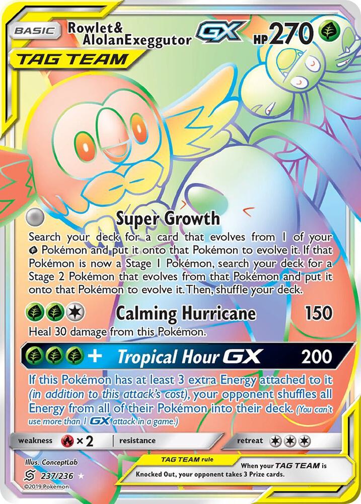 Rowlet & Alolan Exeggutor GX - Unified Minds - 237/236