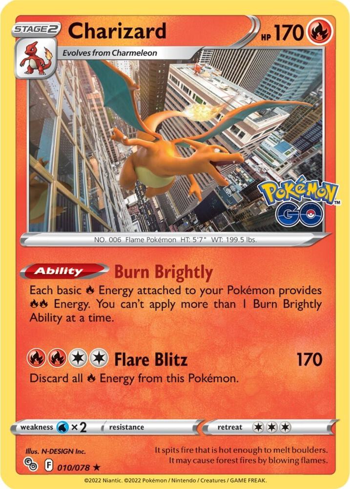 Charizard (Holo) NM - Pokémon Go - 010/078
